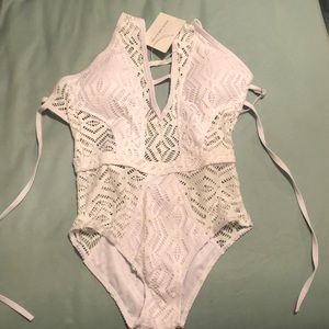 All white one piece swimsuit